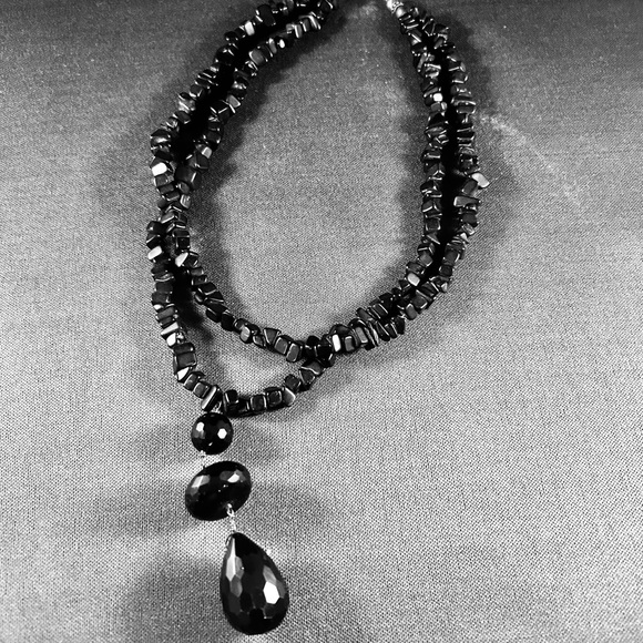 Double stranded Vintage Onyx beaded necklace - Picture 3 of 4